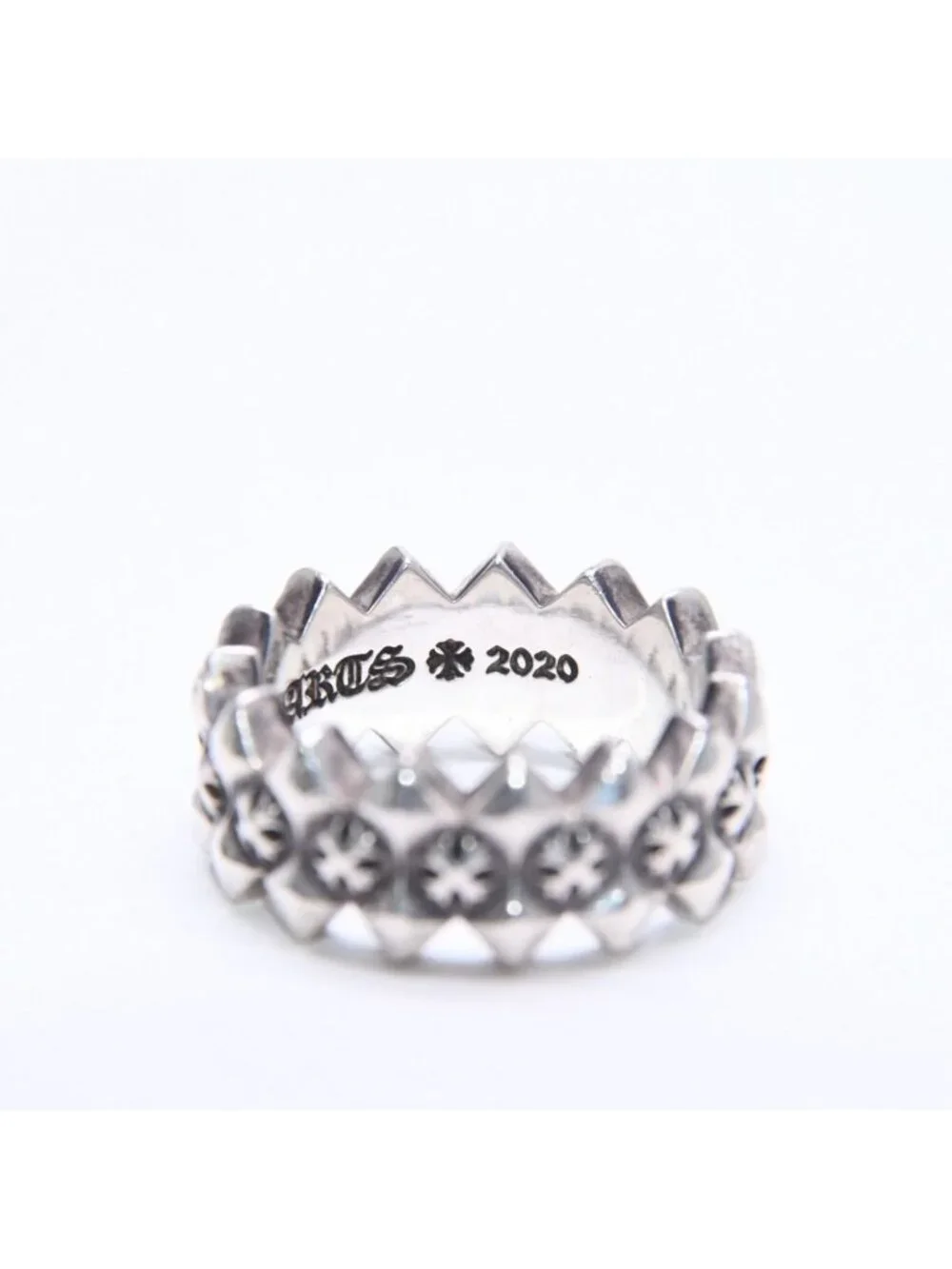 Chrome Hearts Double Pyramid Plus Ring 925 Sterling Silver